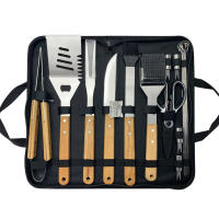 Juego De Barbacoa Al Aire Libre Con Manija De Madera Cuchara Y Pinza Accesorios De BBQ Set De Acero Inoxidable Con Bolsa De Tela Herramientas Combinadas Para Grill - details 5
