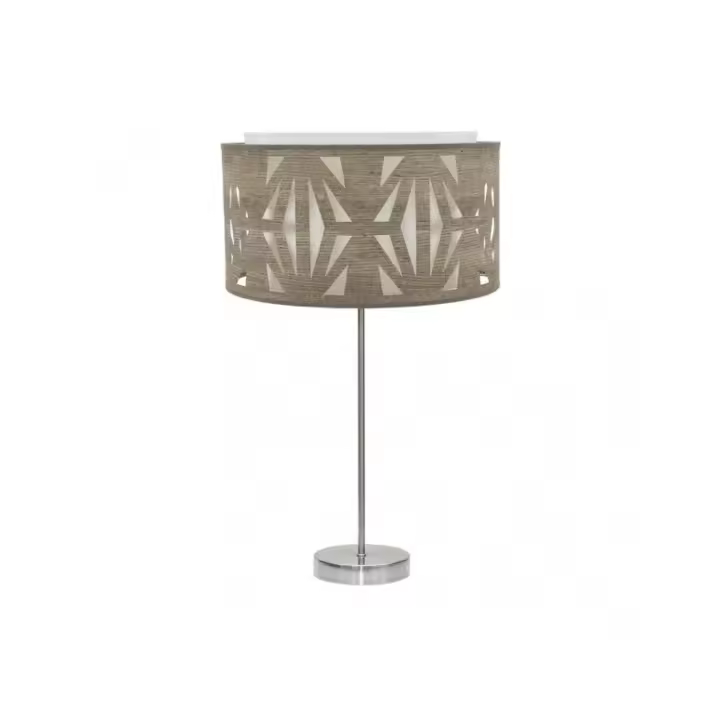 Fabrilamp - Sobremesa Alto Katerina 1xe27 Niquel/madera Gris 61x30x30 Cm - 1