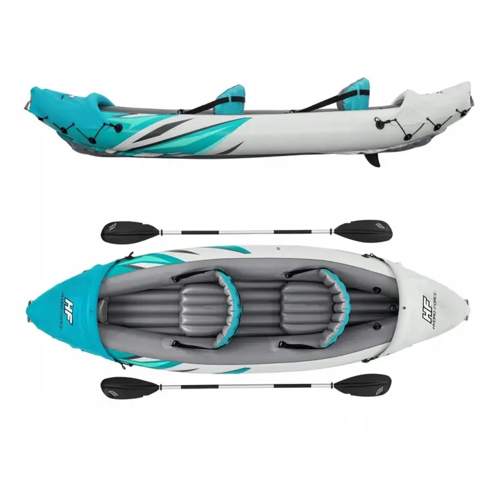 Bestway Kayak Rapid Elite X2 312x98 Cm 65142 - Diseñado para 2 Personas - Material Inflata Shield Pro - Resistente y Robusto - Estabilidad y Seguridad - Piso Inflable Sólido - Aletas Extraíbles - Fácil Transporte - 1