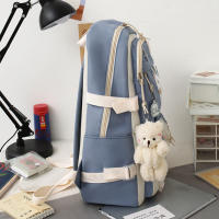 Mochila Kawaii Para Mujer 5pcs Estilo Coreano Lindo Para Estudiantes Niñas Sets De Mochilas Escolares De Lona Con Cierre De Cremallera - details 1