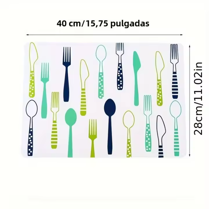 4PCS Tapetes Para Mesa PVC Diseño De Dibujos Animados Para Niños Tapete De Comedor Rectangular 40*28cm Tapete De Barra - 1