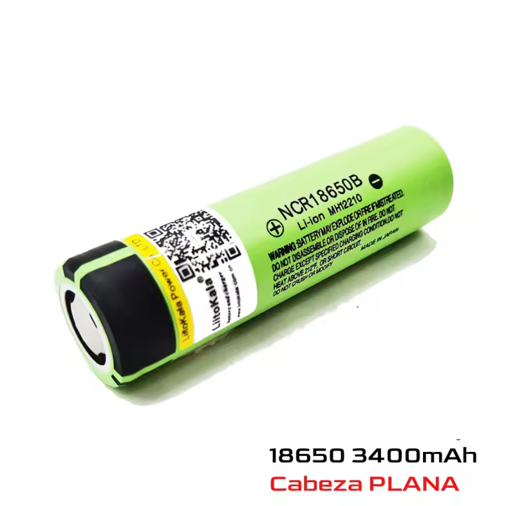 1x NCR18650B 18650 3400mAh Batería de litio 3.7V CABEZA PLANA - 1