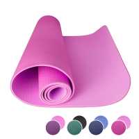 Ociodual Esterilla Yoga antideslizante con Correa de hombro y Bolsa de Transporte, Pilates, Fitness, Yoga mat, TPE Ecológico + Algodón, Colchoneta gimnasia, Rosa/Rosa Claro, 183cm X61cm X6mm - details 6