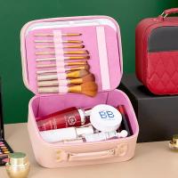 Estuche De Maquillaje Grande Con Espejo Y LED Estuche Cosmético Impermeable De Alta Capacidad Con Patrón De Diamante Y Lentejuelas - details 7