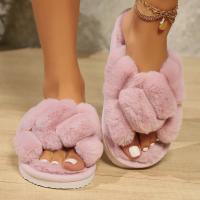 Zapatillas De Interior Para Mujer Con Estilo Cruzado Y Peluche Antideslizantes Cómodas Para Todas Las Estaciones Talla Verdadera - details 4