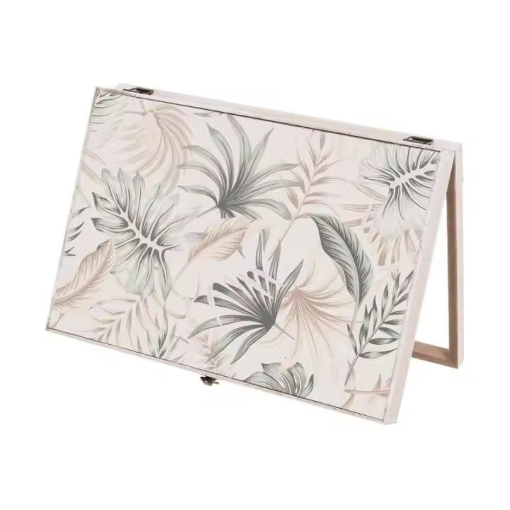 Dcasa Tapa contador luz o cuadro eléctrico de hojas tropical de madera beige y verde de 46x6x32 cm - 1