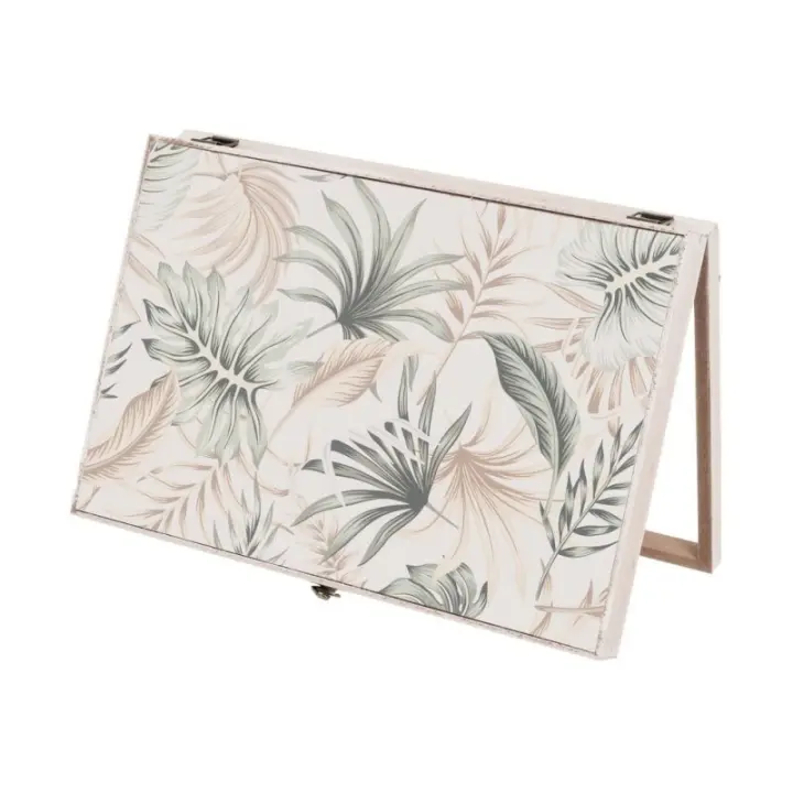 Dcasa Tapa contador luz o cuadro eléctrico de hojas tropical de madera beige y verde de 46x6x32 cm - 1