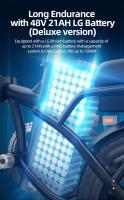 Bicicleta eléctrica DYU A5 Motor de 350W Velocidad máxima 25 km/h 48V 7.5Ah Autonomía máxima de 60 km Crucero automático Sistema de transmisión de 7 velocidades Batería extraíble y dos modos de carga Carga máxima 150 kg Para uso diario y viajes. - details 17