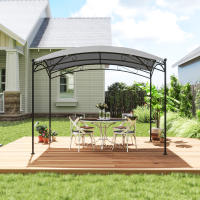 Outsunny Cenador para Jardín 3x2 m Pérgola de Jardín Gazebo con Cúpula Elegante y Estructura Metálica Impermeable Carpa para Exterior Terraza Patio Gris - details 3