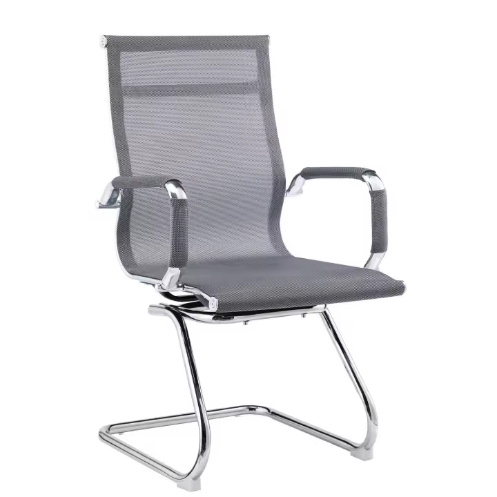 Sillón de oficina PRAGA, fijo, cromado, malla gris - 1