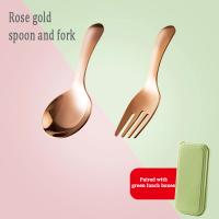Juego De Comedor Portátil Para Niños En Acero Inoxidable 304 Uso Exterior Utensilios De Desayuno Y Postre Combinación De Cuchara Y Tenedor - details 15