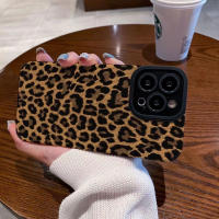 Funda De Silicona De Leopardo Marrón Y Negro Lujo Para iPhone 15 14 pro Max 11 12 13 Mini SE 8 7 plus X XR XS MAX Cubierta De Cuero Suave Antigolpes Resistente Al Polvo Y Arrugas - details 4