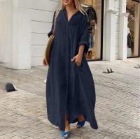 Nueva Túnica De Verano Para Mujer 2024 Algodón Y Lino Suéter De Playa Con Cierre Único Manga Larga Vestido A-Line De Cintura Baja - details 11