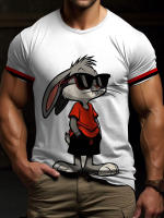 Camiseta De Conejo De Dibujo Animado Personalizado Para Hombres Con Estilo Callejero Mangas Cortas Y Tela Rápida Secado Cómoda Transpirable Y De Wicking De Humedad Para Viajes - details 6