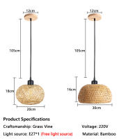 Lámpara Colgante De Bambú Chandelier De Paja Hecho a Mano Fijación En Techo Para Iluminación Interior De Comedor Y Restaurantes - details 3