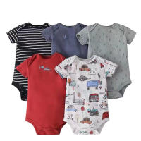 Nueva ropa de verano para bebés y niños pequeños, mono de pedo cruzado triangular de colores mixtos, ropa para gatear para bebés, conjunto de cinco piezas - details 23