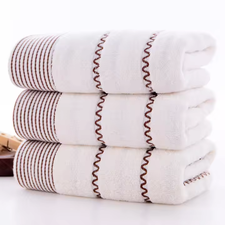 Juego De Toallas De Algodón Bordadas 3 Piezas 35x75cm 70x140cm Toallas De Baño Geométricas Para Mano Rostro Y Ducha Toallas De Baño - 1