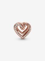 Brillantes-Baño de Oro Rosa de 14 K Pandora - Charm de Corazones entrelazados - details 1