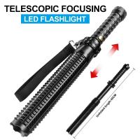 Lámpara De Mano Táctica LED Con Bate De Béisbol Aleación De Aluminio Foco Ajustable Super Brillante Para Auto Defensa Luz De Emergencia Batón Táctico - details 0