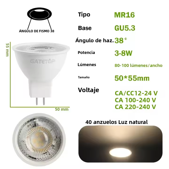 4PCS Bombillas LED Foco GU5.3 Base Spot Light 110V 220V DC12V Reemplazo Para Lámpara Halógena 40W 50W Luz De Escenario Para Sala De Estar - 1