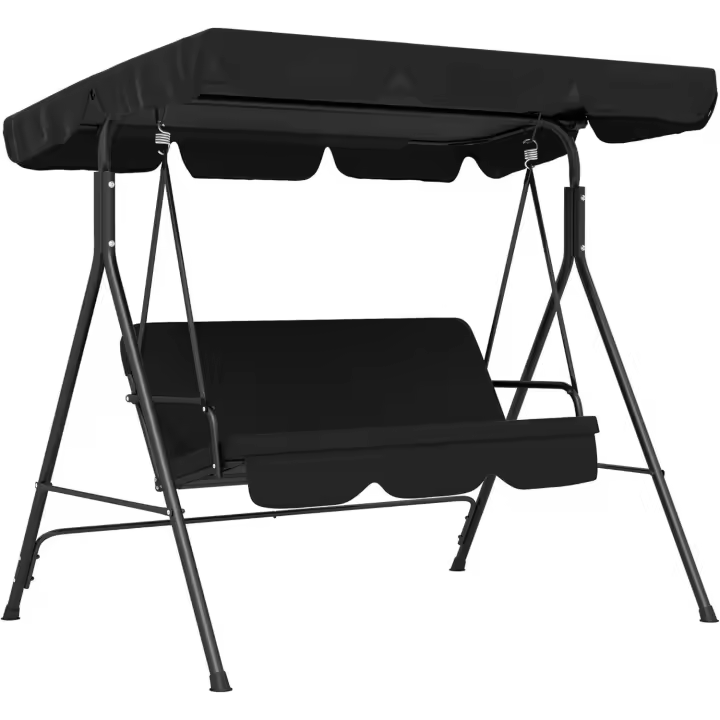 Columpio de Jardín de 3 Plazas Balancín Exterior con Techo Ajustable y Marco de Acero para Balcón Terraza Patio Carga 200 kg 172x110x153 cm Negro - 1