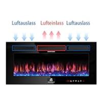Chimenea eléctrica 36 pulgadas, Chimenea eléctrica con calefacción (92 cm), chimenea de pared Homesuit 750/1500 W independiente, chimenea decorativa 3D 12 colores con cristal y madera, mando a distancia, pantalla táctil 8H, termostat - details 4