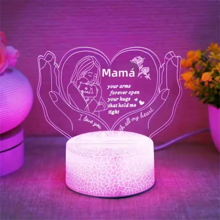 Lámpara De Ilusión 3D Para Mamá Con Toque Y Luz Ambiental Cambiante De 7 Colores Para Dormitorio Luz Nocturna LED De ABS Fuente De Alimentación DC 5V - 1