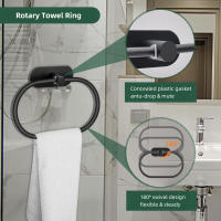 Juego De Accesorios De Baño En Acero Inoxidable 304 Con Barra De Toalla Anillo De Toalla Porta Papel Y Gancho De Bata Niquel Pulido - details 1