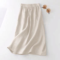 ZANZEA Falda De Algodón Para Mujer Estilo Casual Cintura Empire Midi Verano 2024 Con Bolsillos Laterales A-Line Solid Color - details 2