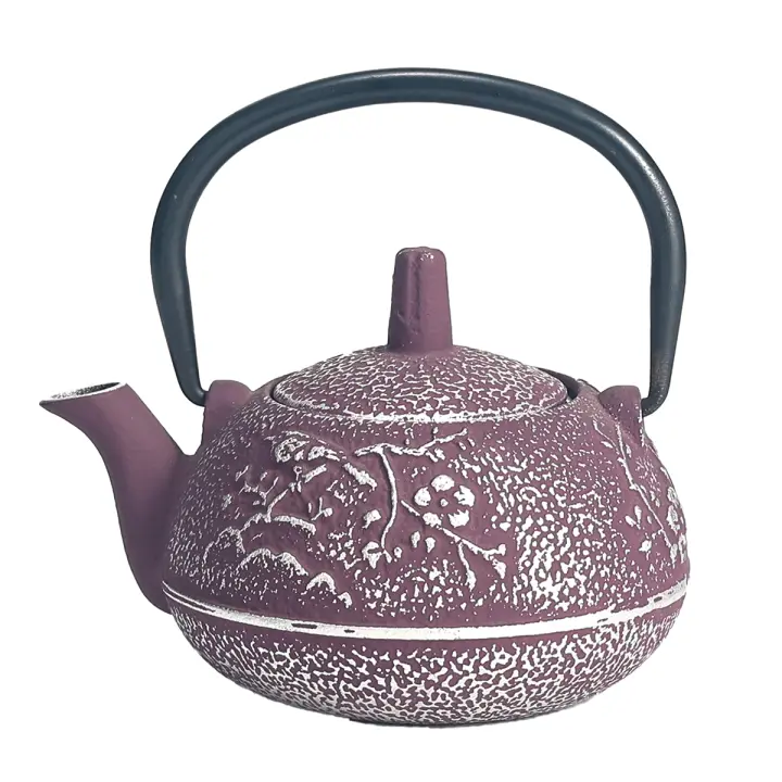 CAPRILO REGALOS & DECORACIÓN Tetera Decorativa de Hierro Colado con Filtro "Tetsubin Morada " Te e Infusiones. Menaje de Cocina. Decoración del Hogar. Regalos Originales. 13 x 10,50 x 8 cm - 1