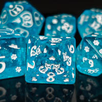 Kit De Dados Poliedros De Doble Color Con Fuente Dorada Para TRPG Y RPG Incluye D20 D12 D10 D8 D6 D4 Juego De Mesa Juguete Para Niños - details 3