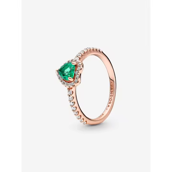 Brillante Elevado - Baño de Gold Rose de 14K Pandora - Anillo Corazón - 1