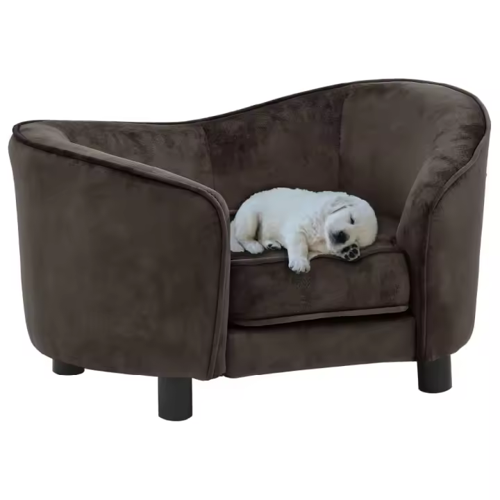 vidaXL SOFÁ PARA PERRO FELPA MARRÓN 69X49X40 CM - 1