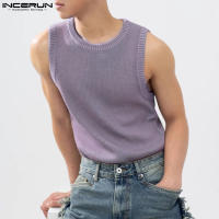 INCERUN Chalecos Sin Mangas Para Hombre Estilo Coreano 2024 Suéter Tejido Solido Casual Urban Fashion Tallas S-5XL - details 1