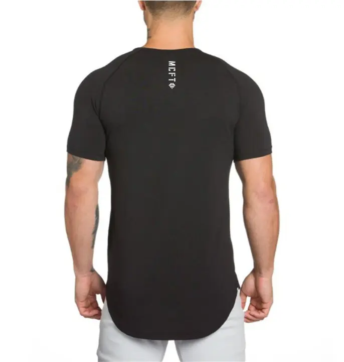 Camiseta De Verano Para Hombre Moda Corta Algodón Ropa De Gimnasio Hip-Hop Streetwear Deportiva Ajustada Camisetas Tops - 1