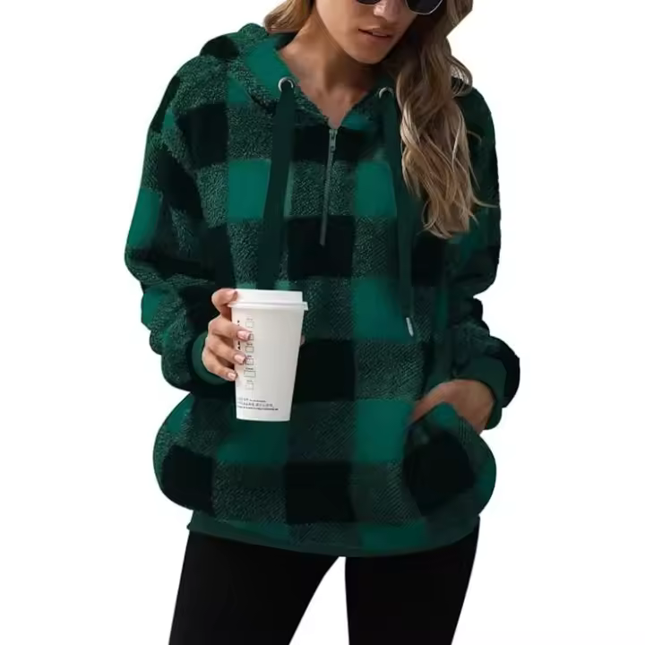Sudadera con capucha para mujer, cálida y esponjosa, informal, ropa deportiva para mujer, abrigos deportivos, jerséis, chándal corto - 1