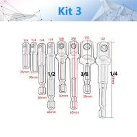 Juego De 8 Piezas De Adaptadores De Cabeza De Rodillo Y Enchufe Hexagonal Para Brocas De Impacto 1/4" 3/8" 1/2" Para Trabajos De Carpintería Y Herramientas Eléctricas - details 2