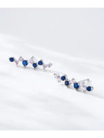 Zenyth-pendientes largos de Plata de Ley 925 para Mujer, Aretes curvados trenzados de encirita Rosa y Azul, ropa de moda para vacaciones y citas, regalo - details 6