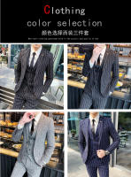 Traje De 3 Piezas Estampado De Rayas Y Cuadros De Alta Calidad - Traje Elegante Para Bodas Y Negocios Estilo Británico Con Chaleco Y Pantalones - details 20