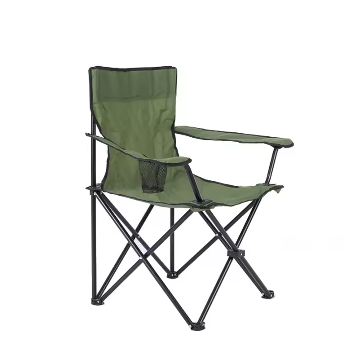 Silla de playa plegable portátil engrosada para acampar al aire libre con respaldo, fabricada en tela oxford y tubo de acero. - 1