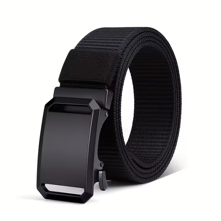 Cinturón De Lona Para Hombres Con Hebilla Automática Resistente Y Práctica Para Ropa De Trabajo Al Aire Libre Estilo Casual - 1