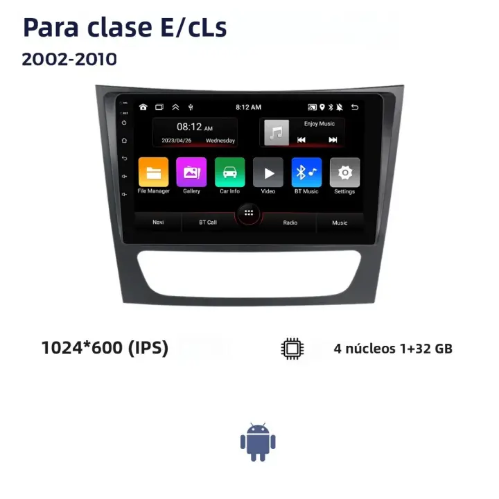 Radio Para Coche Android Para Mercedes Benz E-class W211 E200 E220 E300 E350 E240 CLS 2002-2010 Multimedia GPS Estéreo 2Din Sin DVD Pantalla Táctil 9' Soporte CarPlay Android Auto - 1