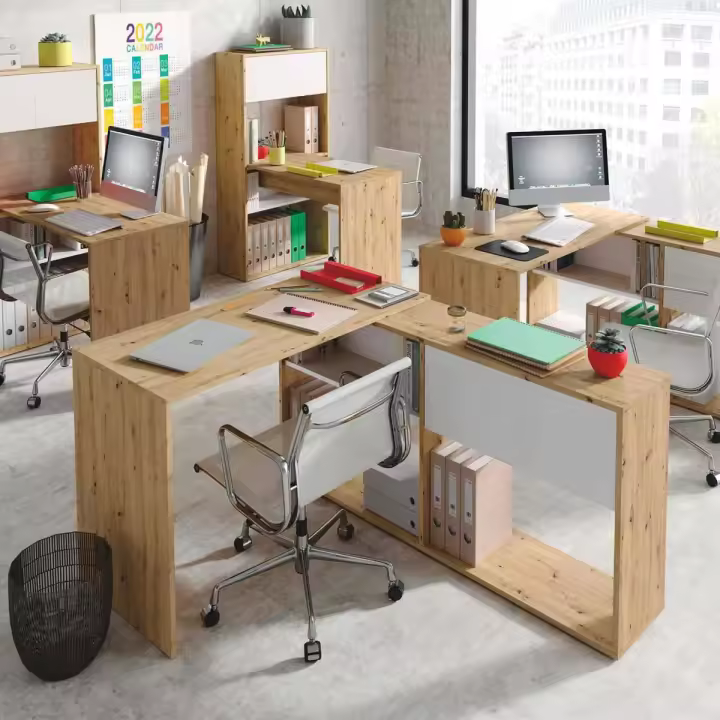 Mesa Escritorio Con Estantería Vertical-horizontal Ancho: 220 x Alto: 212.5[ de VentaMueblesOnline | VMO Home] - 1
