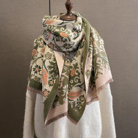 Poncho De Cashmere Floral Impresión Para Mujer Bufanda De Lujo Cálida Pashmina Viaje Chal Envoltura Estilo Elegante 2023 - details 1