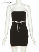 Vestido Mini De Encaje Sólido Negro Para Mujer Verano 2023 Estilo Hipster Sexy Con Pecho Empapado Ajustado Y Cintura Natural Vestimenta De Fiestas Nocturnas - details 1