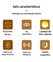 Luz Nocturna LED Con Sensor De Movimiento Magnética Removible Tri-color Ajustable Para Dormitorio Escalera Armario Armario Iluminación - details 1