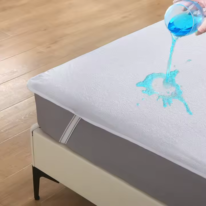 Funda De Suelo Para Cama Ligera Y Suave Con Banda Elástica, Impermeable De Terciopelo, Color Gris/Blanco, Anti-Pulgas Y Transpirable - 1