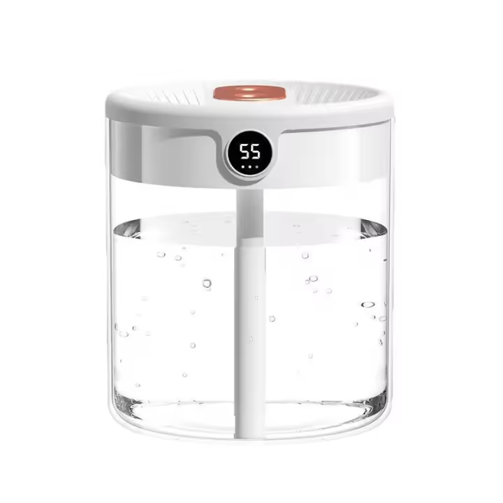 Nuevo Humididiador de Doble pulverización de 2L, USB de gran capacidad, Hogar Silencioso, dormitorio, oficina, Luz Nocturna, Número \ nHumidificador Display, Blanco - 1