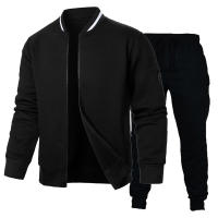 Conjunto De Sudadera Y Chaqueta Ligera Para Hombre En Color Sólido Estilo Casual Con Cierre De Cremallera Pantalones Con Cierre Elástico Streetwear Para La Vida Diaria - details 3