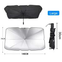 J.S ONDO   Parasol Coche Delantero, Parasol Plegable Coche con Anti UV Rayos,Sombrilla Paraguas del Coche para Lunas Delanteras, Parasol para Parabrisas de los Coche para Mayoría de Coches, SUV, Camiones 140X79CM - details 0